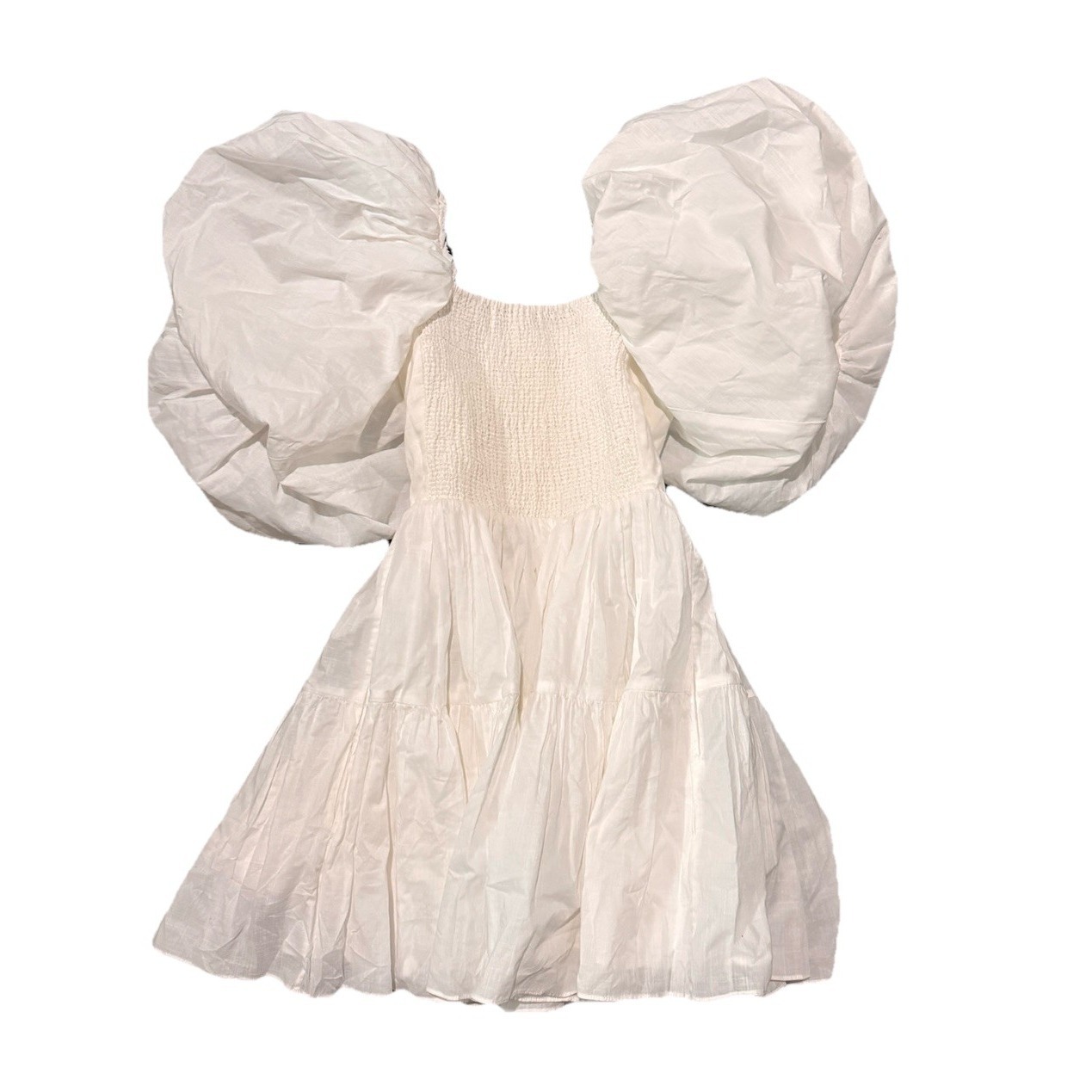 Aje Dress White 8 Uk- 4 Us Casa Puff Sleeve Mini Flare Preppy